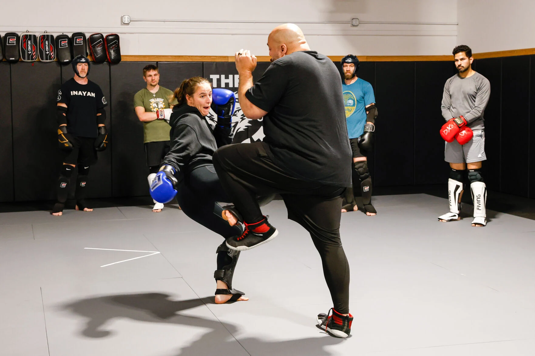 Mark A. Evans coaching a Muay Thai student at The Blast Muay Thai